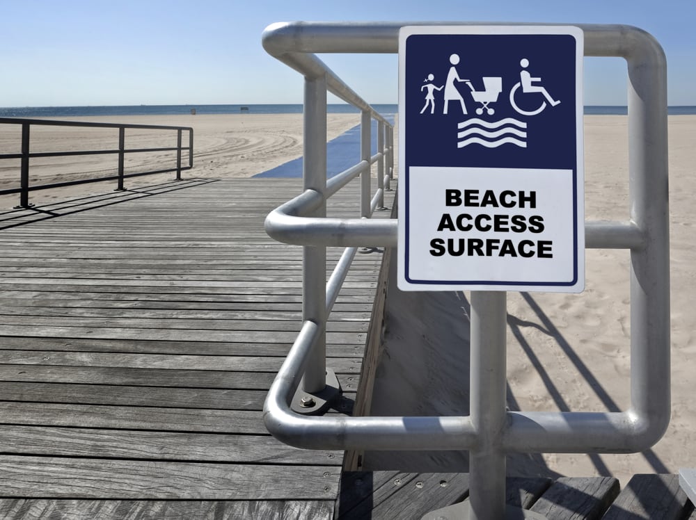 Wheelchair access sign at the beach